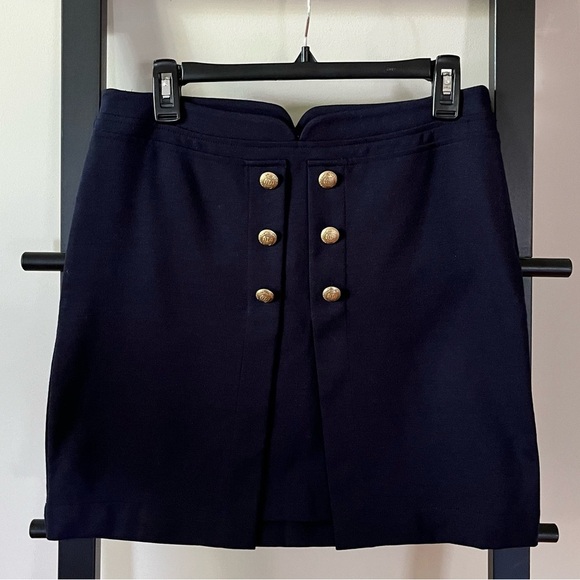 Tommy Hilfiger Navy blue mini skirt with gold signature buttons size 4 stretchy - Picture 1 of 5